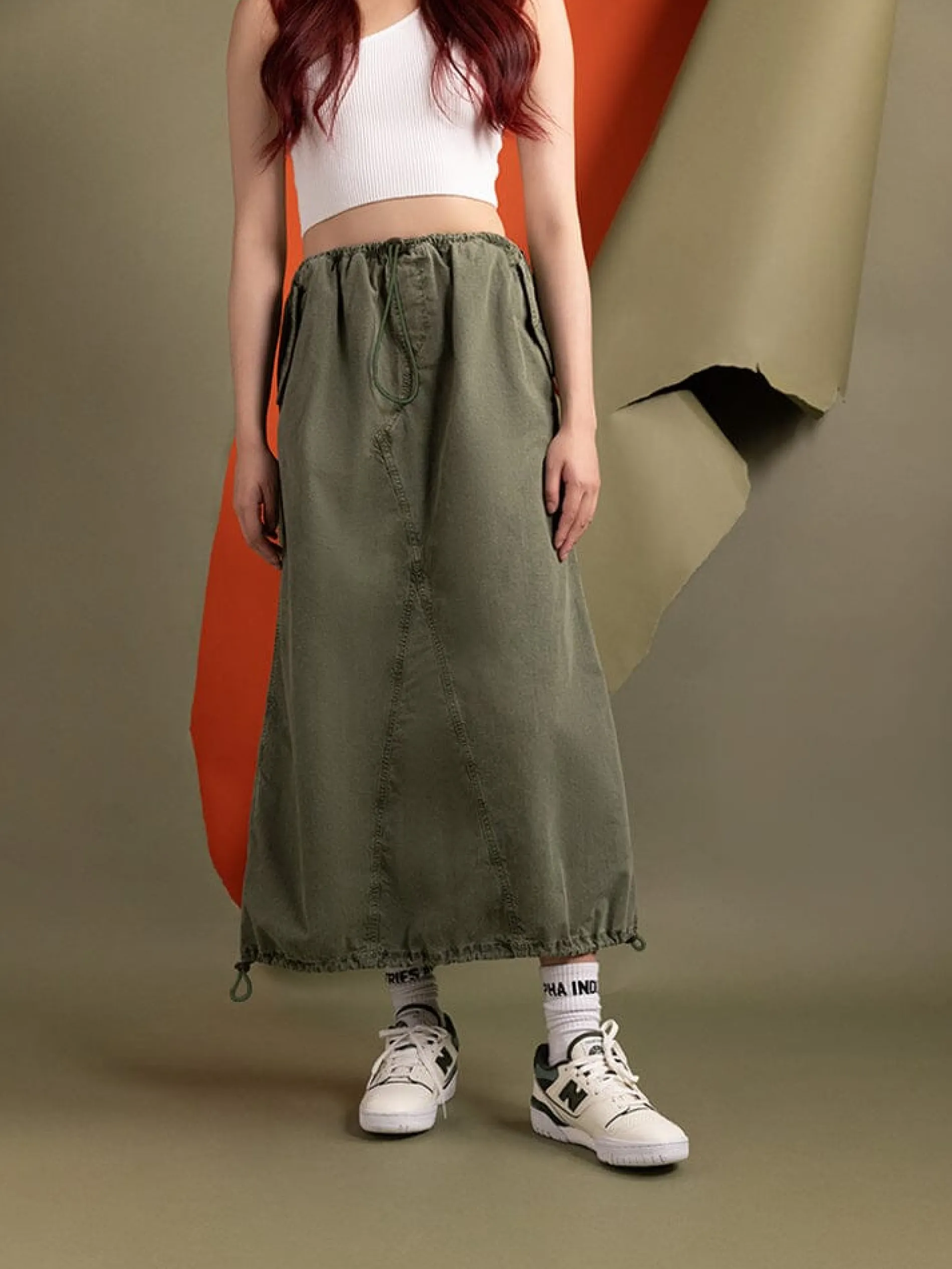 DRAWCORD SKIRT WOMENS (OG-107 GREEN)