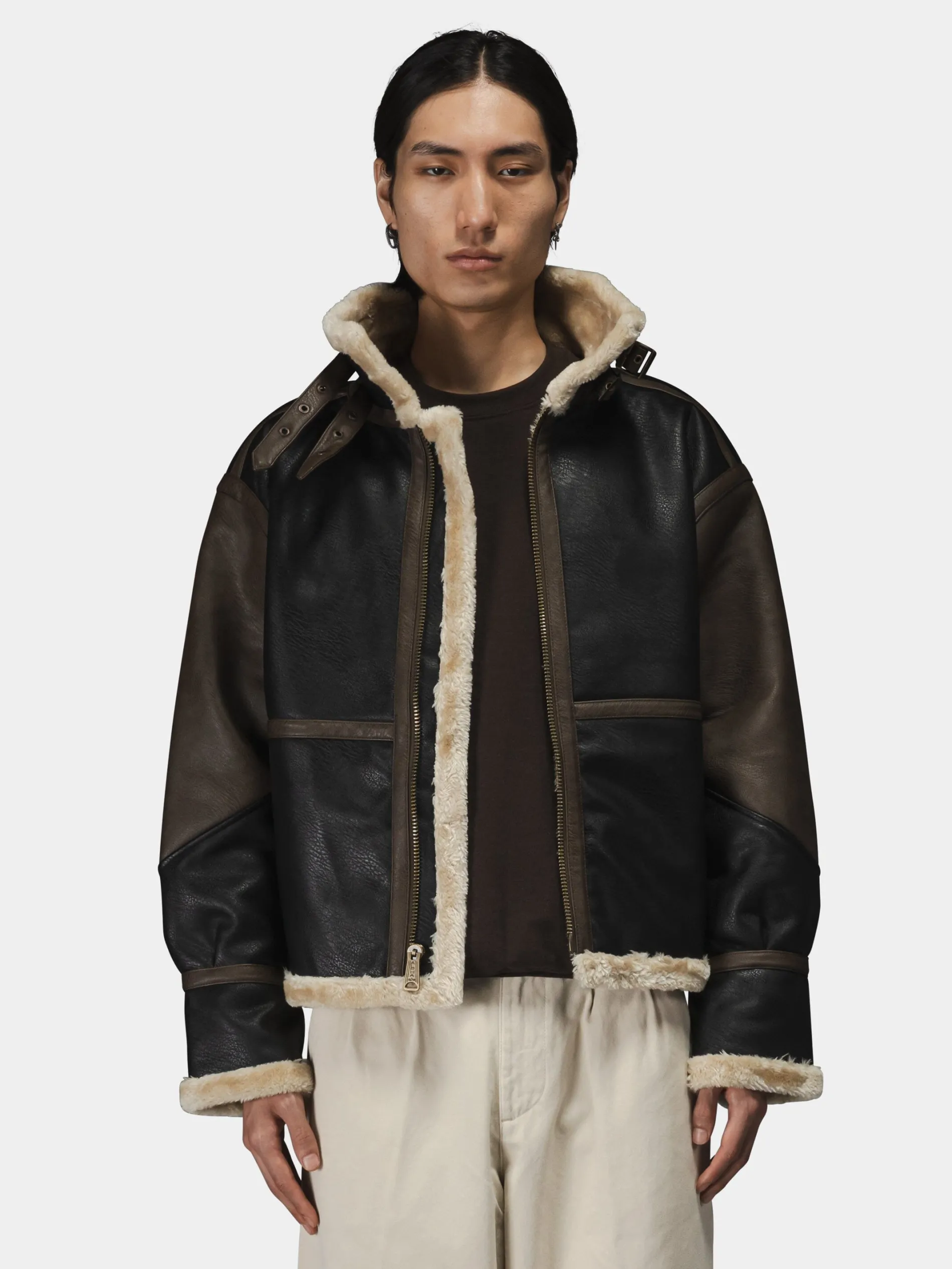 FAUX LEATHER B-3 MOD JACKET