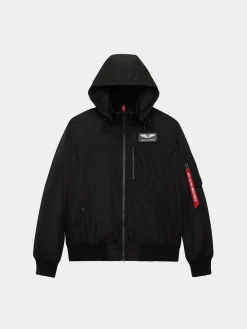 HOODED RIB FLIGHT JACKET