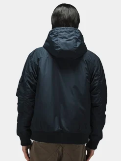 HOODED RIB FLIGHT JACKET