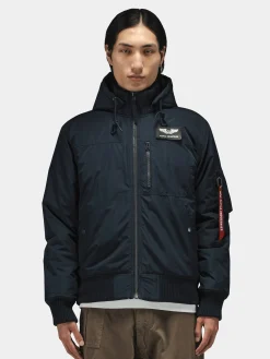 HOODED RIB FLIGHT JACKET