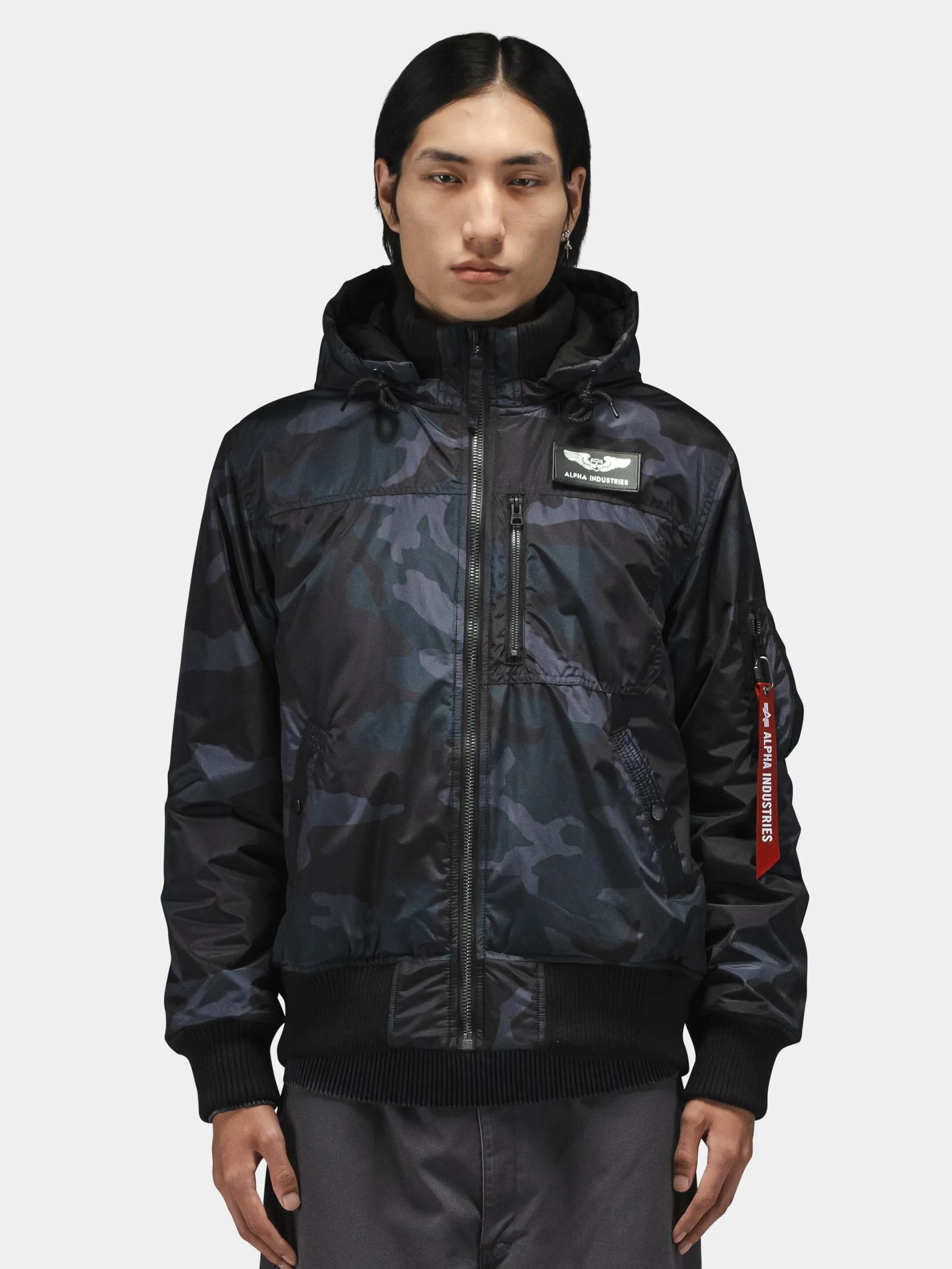 HOODED RIB FLIGHT JACKET