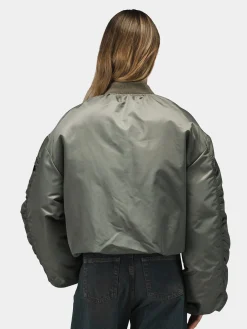 KNIT RIB MA-1 FLIGHT JACKET WOMENS (FIELD GRAY)