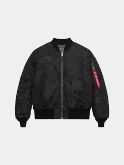 MA-1 ZIPPERED PRINT FLIGHT JACKET