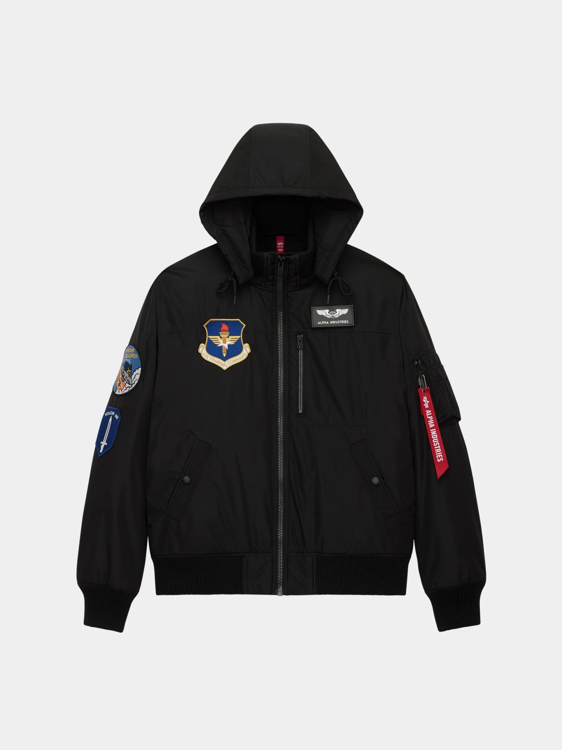 PATCHED HOODED RIB FLIGHT JACKET