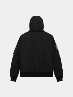 PATCHED HOODED RIB FLIGHT JACKET