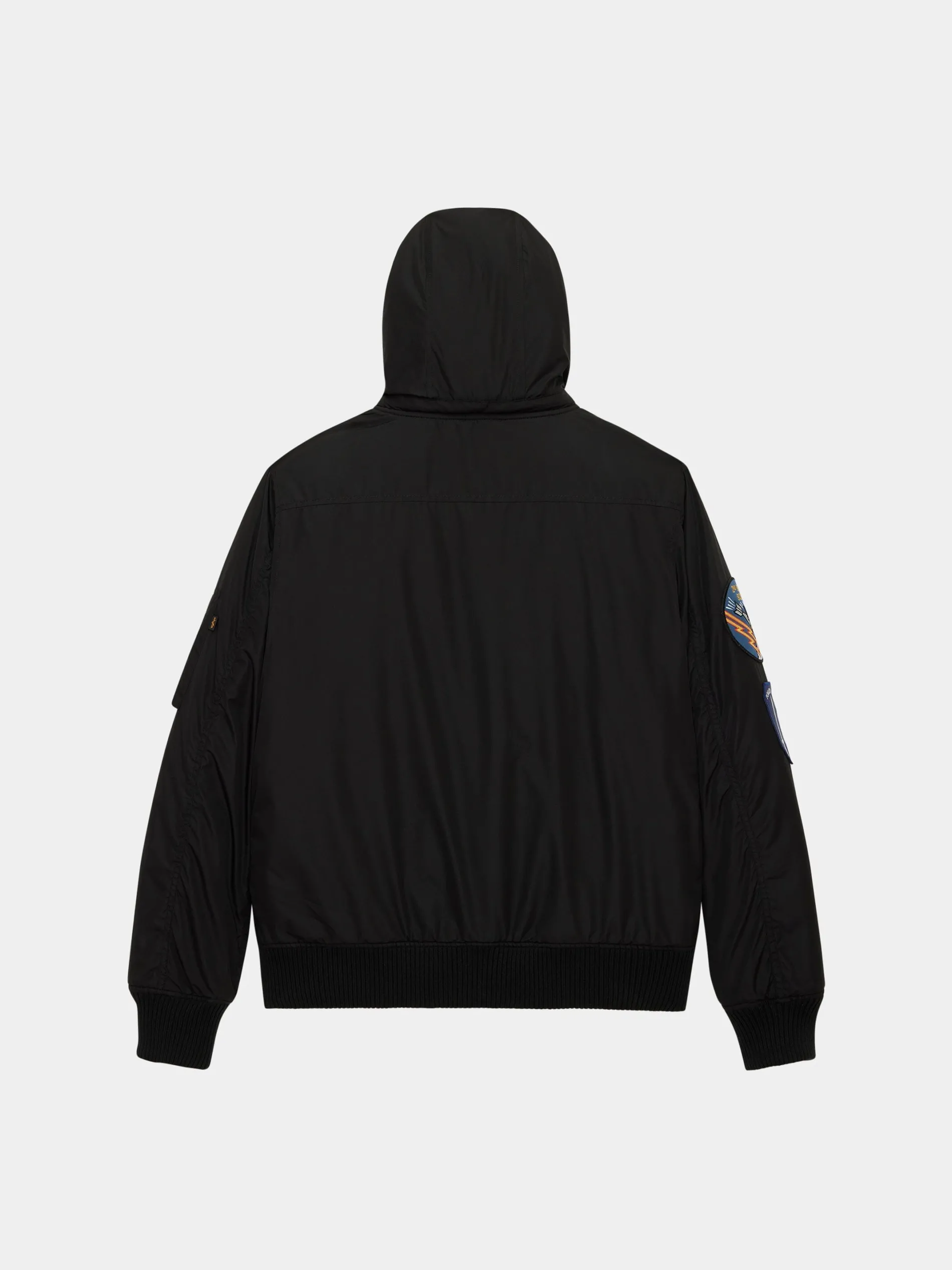 PATCHED HOODED RIB FLIGHT JACKET