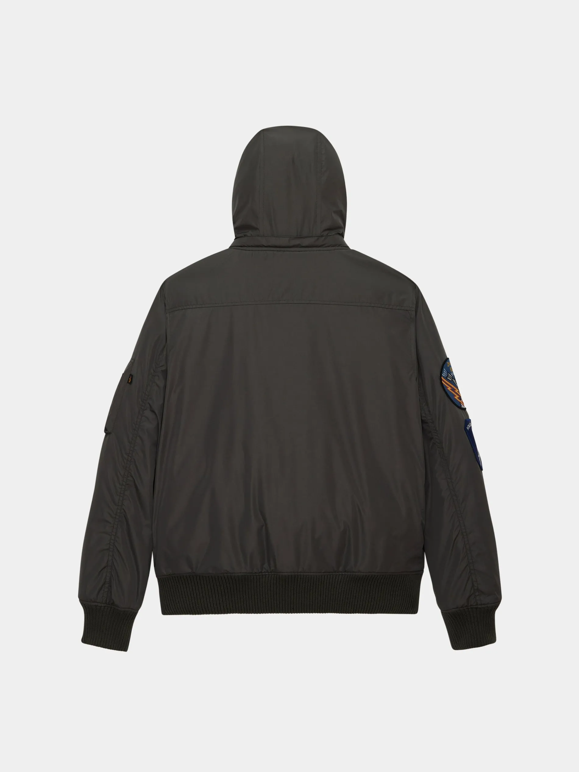 PATCHED HOODED RIB FLIGHT JACKET