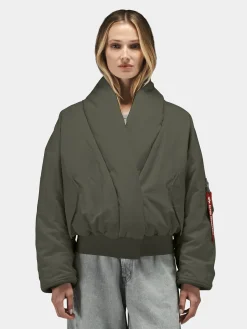 SHAWL COLLAR BOMBER JACKET WOMENS (FIELD GRAY)