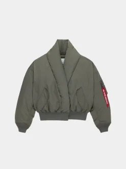 SHAWL COLLAR BOMBER JACKET WOMENS (FIELD GRAY)